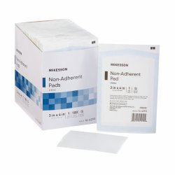 Non-Adherent Dressing McKesson 3 X 4 Inch Rectangle Sterile 100 per Pack